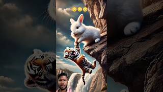 Cute rabbit saves poor little tiger cub8 rabbit cat kitten shorts ai catlaughs mycat tiger [upl. by Eidolem13]