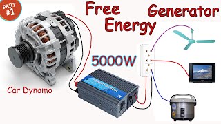 I turn the car alternator into a free energy generatorHomemade GeneratorDynamo into 220v PART 1 [upl. by Cooke]