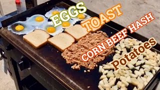 ♨️ Blackstone Griddle Breakfast Edition How To Make Eggs Toast Corn Beef Hash and Potatoes [upl. by Eelyam792]