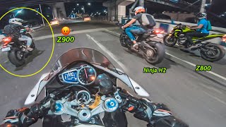 Full Power🔥 Kawasaki Ninja H2 vs Z900 vs Daytona 675R vs Z800 [upl. by Metzgar]