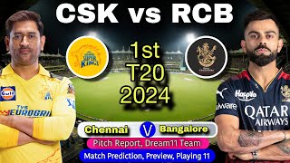 IPL 2024 CSK vs RCB 1st Match Prediction Dream11 Chennai Super Kings vs Royal Challenger Bangalore [upl. by Ocirema501]