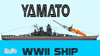 IJN Yamato battleship sinking Animated 1945 WWII [upl. by Annaiel]