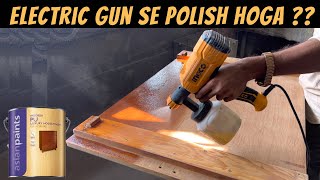 Lacquer Polish in INGCO Electric Spray Gun  Wood Polish on Home [upl. by Gussy139]