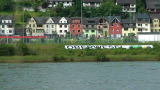 Oberwesel Germany viewed from a passing river cruise ship on the Rhine extended view [upl. by Furlani]