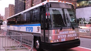 NYPD Highway District Patrol Deploys Big Bus For United Nations General Assembly In Manhattan NY [upl. by Ellesig]