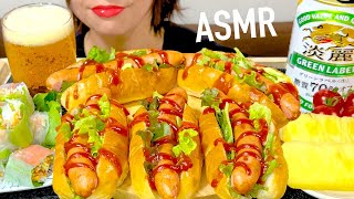 【ASMR】Homemade Hotdog Fresh Spring Roll Pineapple Cherry Tomato and Beer [upl. by Alon]