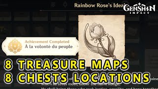 All 8 Treasure Maps 8 Chests Location A La Volonte Du Peuple Achievement GENSHIN IMPACT 42 [upl. by Eiramlirpa]