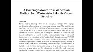 A Coverage Aware Task Allocation Method for UAV Assisted Mobile Crowd Sensing [upl. by Geminius]