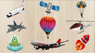 Learning Air Vehicles Names and Sounds for kids  Learn Airplane Rocket UFO Helicopter and etc [upl. by Amalle93]