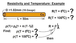 Physics 40 Resistivity and Resistance 18 of 33 R of a 50m Copper Wire at T0C and 100C [upl. by Inafetse]