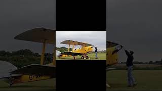 Tiger Moth starting up at Shuttleworth for maintenance short [upl. by Ahsiyk]