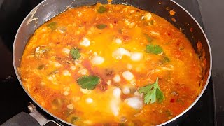 Menemen  Turkish eggs  Eggs Poached In Cheese And Tomato Sauce  Turkish Egg breakfast recipe [upl. by Shelburne]