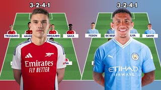 ARSENAL VS MAN CITY 3241 Potential starting lineups with transfers  transfer news summer 2024 [upl. by Sdlonyer]