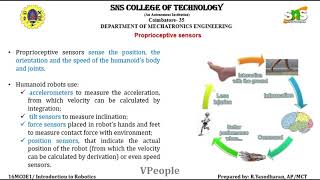 Humanoid Senors Proprioceptive and Exteroceptive sensors [upl. by Patrica]