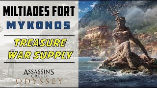 Miltiades Fort Mykonos  Loot Treasure amp War Supply Location  ASSASSINS CREED ODYSSEY [upl. by Khudari]