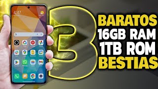 3 TELÉFONOS ALTA GAMA con 16GB RAM Y 1024GB ¡LOS MAS BARATOS 🏆 [upl. by Giordano]