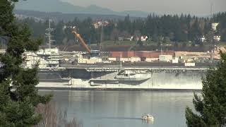 USS Ranger CV61 Leaving PSNS Shot 2 [upl. by Yenffad]