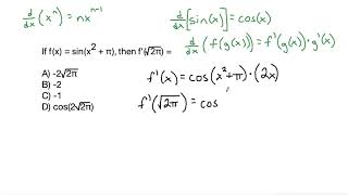 AP Calculus AB If fx  sinx2  π then f’sqrt2π [upl. by Anytsirk]