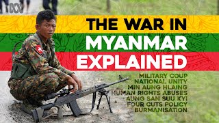 Myanmars Forgotten War Explained The Military Coup Revolution NUG Rohingya  2023 Latest News [upl. by Sheply15]