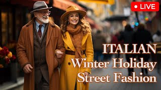 Winter Wonderland Chic Italian Holiday Street Fashion in Milan Milan Street Style [upl. by Assertal699]