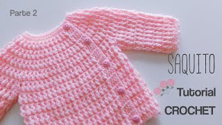 Saquito abierto Jersey Sueter para Bebe a Crochet Parte 2 de 2 [upl. by Elatan]