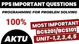 Programming for problem solving important questions 1st year aktu  PPS Important aktu 2024 [upl. by Ayouqat831]