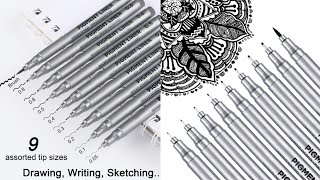 Black MicroPen Fineliner Ink Pens  Waterproof Archival Ink Micro Fine Point Writing Drawing Pens [upl. by Eilagam]