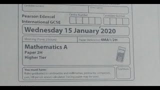 MS Maths January 2020 Paper 2H Edexcel part 1 [upl. by Arreic]