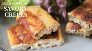 How to make creamy savory French crepes like in France  Ham cheese amp mushroom filling vegetarian [upl. by Nirahs]