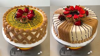 tutorial para decorar tortas con crema de chocolate pastel canasta [upl. by Waldron]