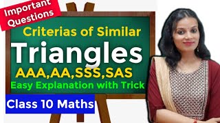 Triangles Class 10  Similarity Of Triangles  NCERT Ex 63  Important Questions Triangles Class 10 [upl. by Perkoff]