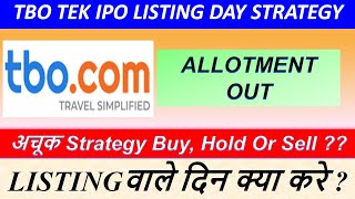 TBO IPO Listing Day Strategy 🔥 TBO Tek IPO Allotment Out 🔥 TBO Tek IPO Premium [upl. by Yrekcaz]