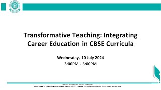 Transformative Teaching Integrating Career Education in CBSE Curricula [upl. by Hooge]