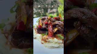 Peppered Steak with Mashed Potatoes coriscookingcrafts food pepperedsteak mashedpotatoes [upl. by Nylavad]