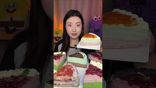 ASMR EAT delicious crepe cake cake chocomakbang bigbitemukbang mukbang food asmreating asmr [upl. by Palmira955]