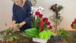 Elegant Floral Arrangement Orchids Red Roses amp Ranunculus with LongLasting Candles  DIY Tutorial [upl. by Vallonia]