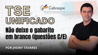 TSE Unificado a banca é Cebraspe  Não deixe mais questões em branco e aumente a sua pontuação [upl. by Pacien]