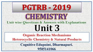 PG TRB 2019  Chemistry  QampA  Unit 3  Organic Reaction Mechanism  Heterocycles  Natural Product [upl. by Murtagh]