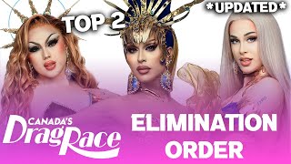 Canadas Drag Race S4 UPDATED Elimination Order amp TOP 2  Spoilers [upl. by Nnanaej974]