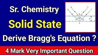 Class 12 Chemistry  Braggs Equation amp Braggs Law  4 Mark Very Important Question [upl. by Nelleus]