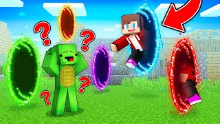 JJ Use a Portal Gun to Prank Mikey in Minecraft Maizen [upl. by Zosima]