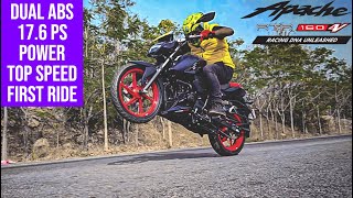 TVS Apache RTR 160 4V Dual ABS 176 PS Power  First Ride Review  GTT Demo [upl. by Haleehs]