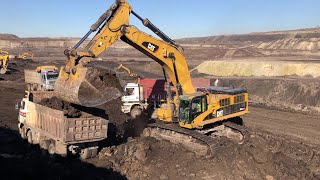 Caterpillar 385C Excavator Loading 4 Axle Trucks On Huge Mining Area  Labrianidis Mining Works [upl. by Caritta]