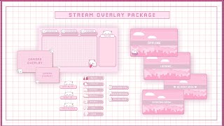 Cute Animated Twitch Stream Overlay Package Twitch Scene Panels Alerts [upl. by Yroc]