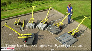 Tegels leggen 40x60 en verplaatsen Tromp Easylift  TessPaver tegellegger [upl. by Lyrrad]