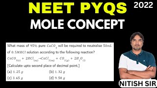 What mass of 95 pure CaCO3 will be required to neutralise 50mL of 05MHCl solution according to [upl. by Leodora]