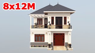 MẪU NHÀ ĐẸP  NHÀ 2 TẦNG MÁI NHẬT 8x12M 5 PHÒNG NGỦ HIỆN ĐẠI [upl. by Ilyah]