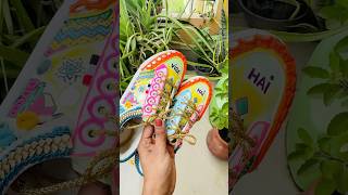 DIY Navratri Shoes😱 crafteraditi navratri diyshoes handmade meeshomegablockbustersale shorts [upl. by Glick172]