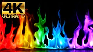 Beautiful Rainbow Flames in 4K UHD 12 Hours [upl. by Naivad]