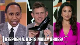 Stephen A gifted Molly Qerim a pair of shoes for losing his bet 👠  First Take [upl. by Partan561]